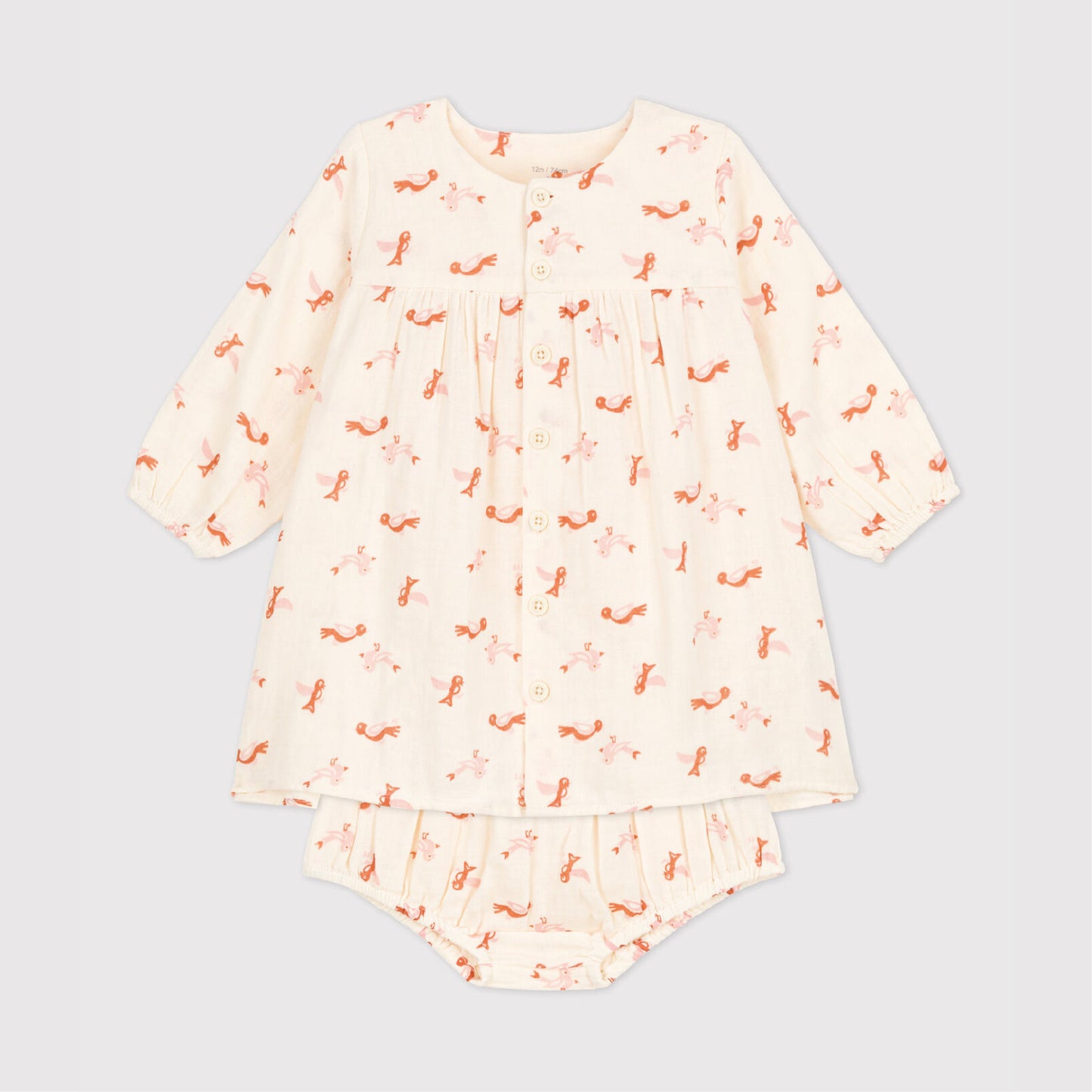 jurkje + bloomer, vogelprint - PETIT BATEAU