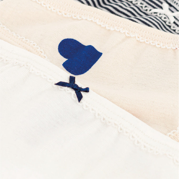 slips, 3-pack, wit/gestreept/hartjes - PETIT BATEAU