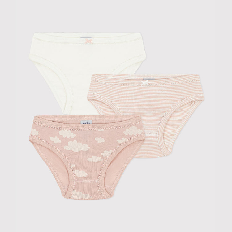 slips, 3-pack, wit/gestreept/wolk - PETIT BATEAU