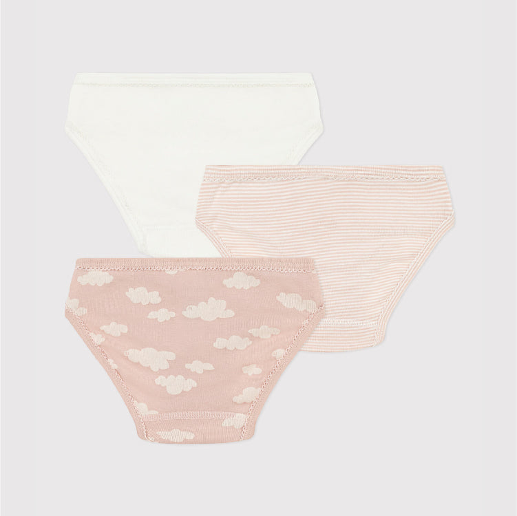 slips, 3-pack, wit/gestreept/wolk - PETIT BATEAU