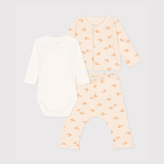 ensemble molton, 3 stuks, beige - PETIT BATEAU