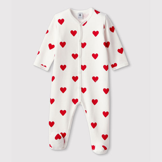 pyjama geruwde fleece, hartprint - PETIT BATEAU