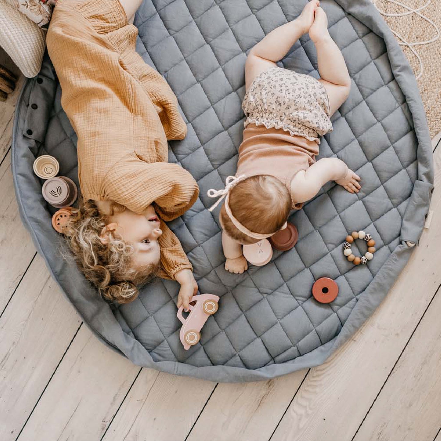 opbergzak/speelmat organic, dusty blue - PLAY & GO