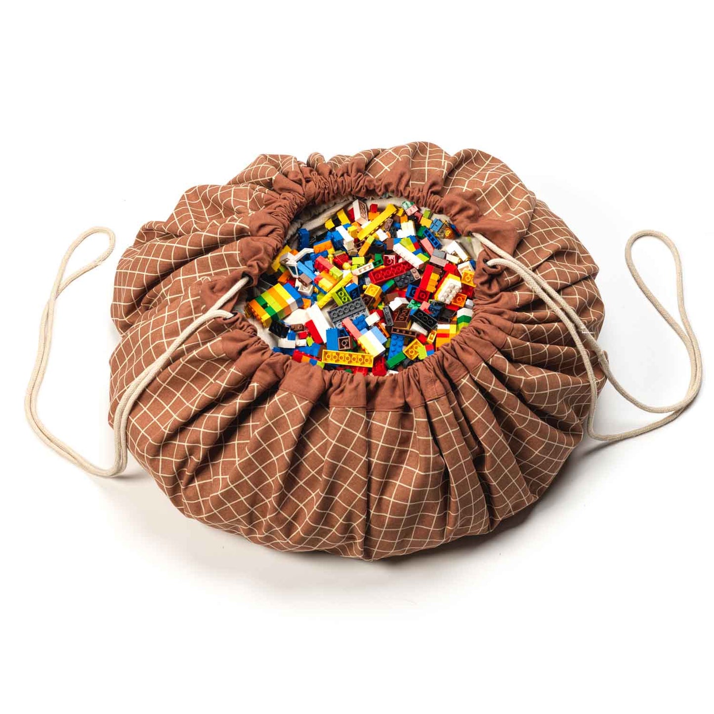 opbergzak/speelmat organic, grid brown - PLAY & GO