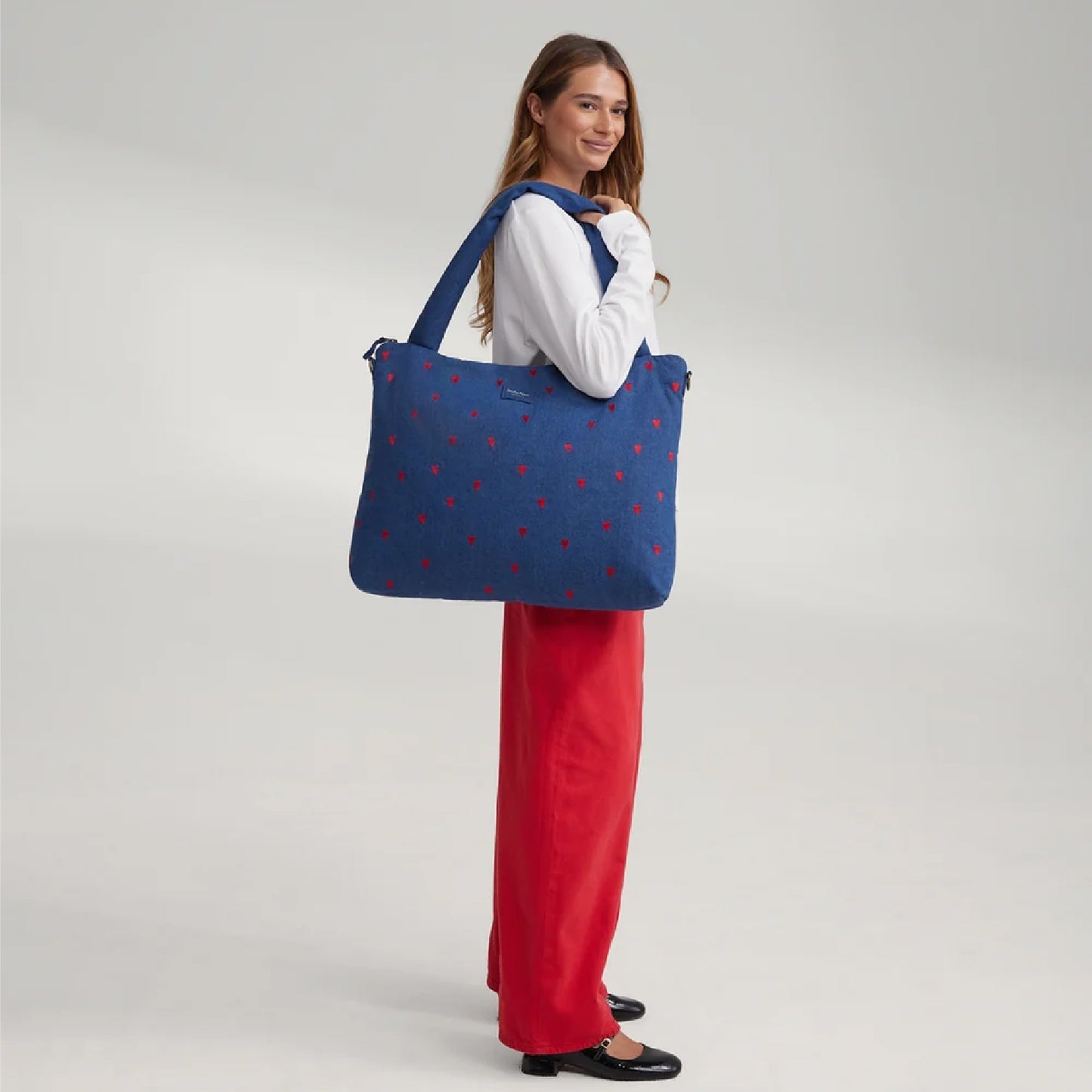 luiertas denim hearts, dark blue - STUDIO NOOS
