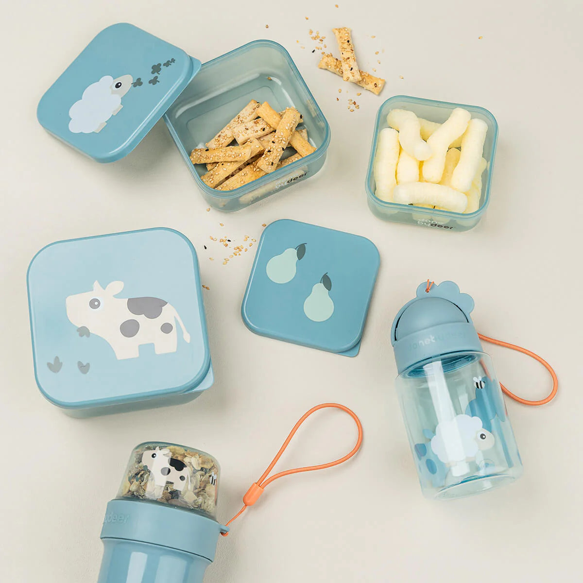 drinkfles tiny farm, blue - DONE BY DEER