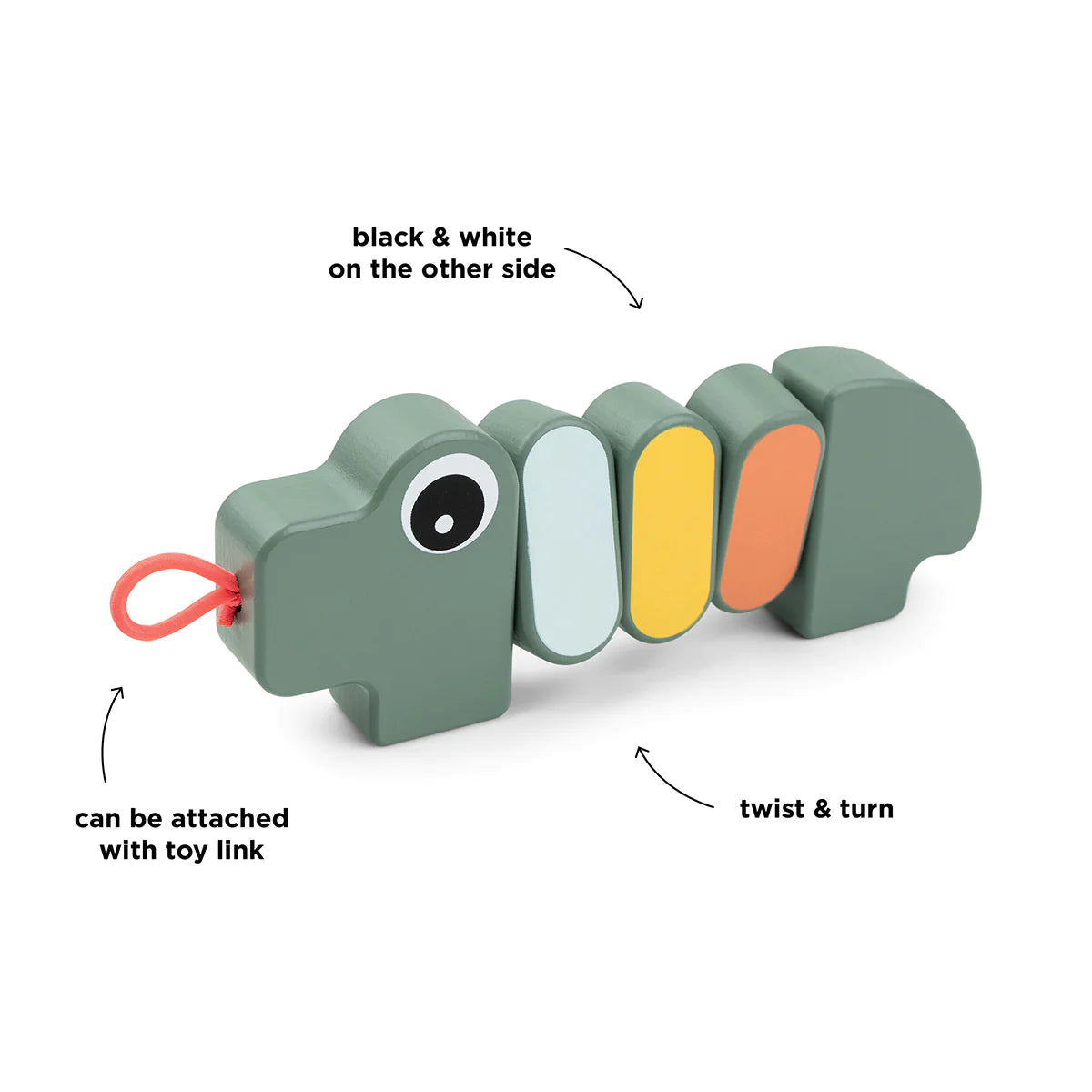 activiteitenspeelgoed twist croco, green – DONE BY DEER