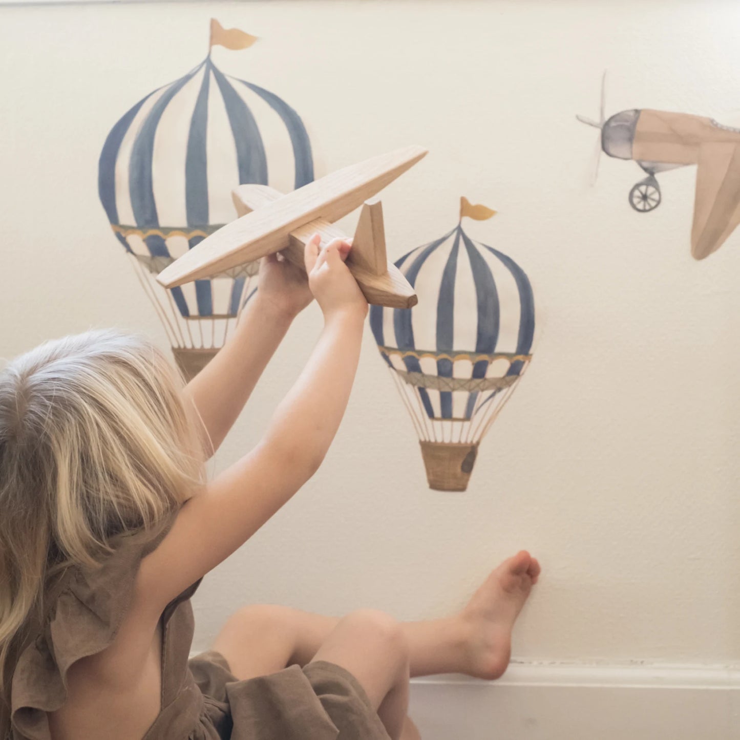 muursticker L, retro air balloon, blue - THAT'S MINE