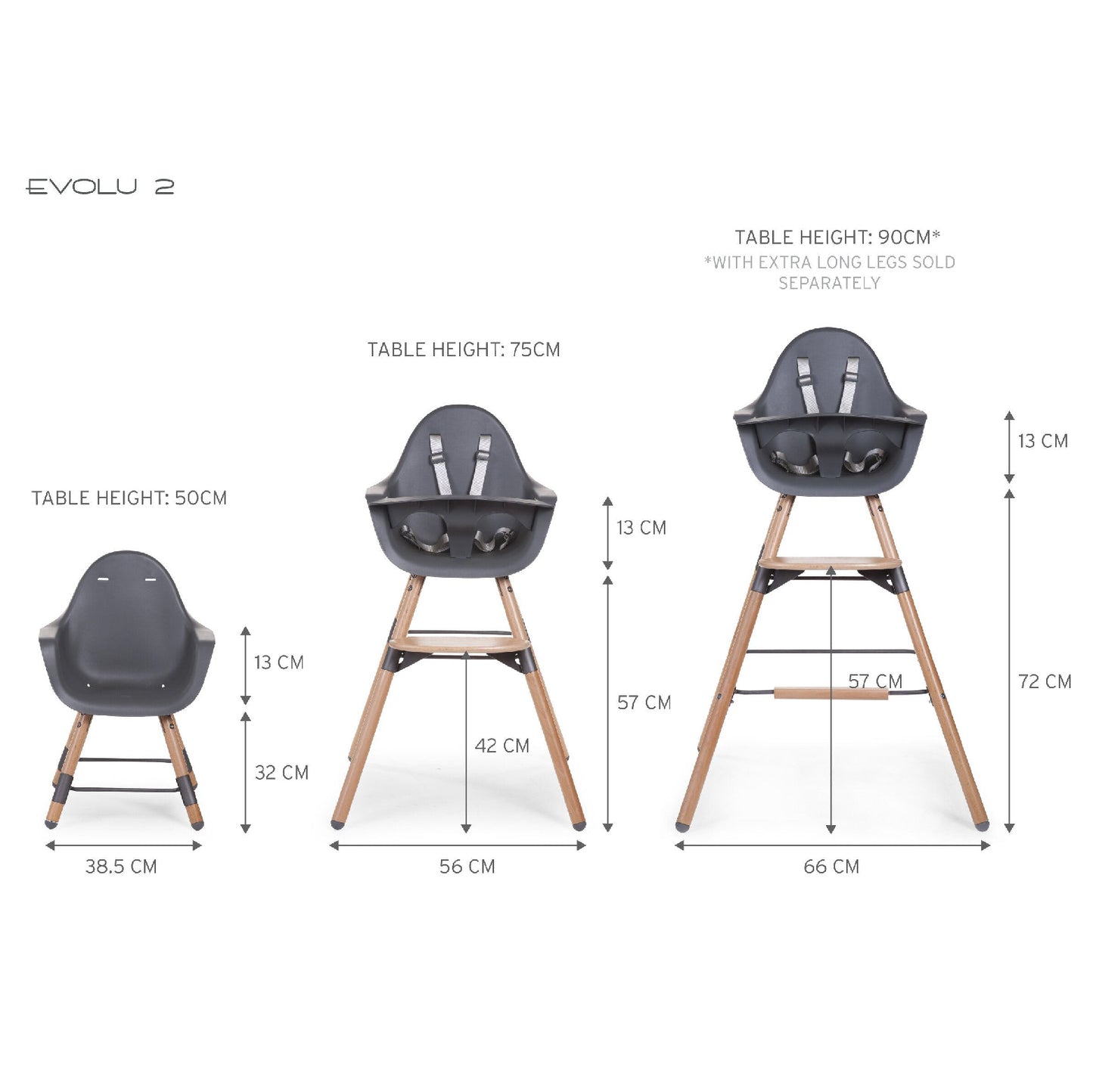 meegroeistoel evolu 2, naturel/antraciet - CHILDHOME