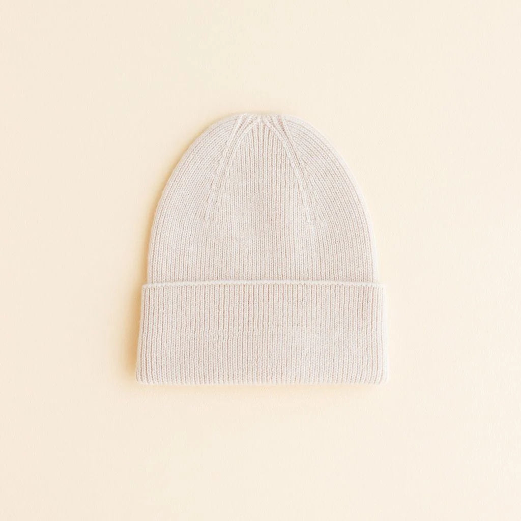 beanie fonzie newborn, cream - HVID