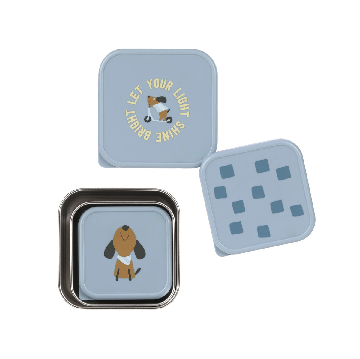 snackdoosjes pattern, 3 stuks, party blue – LÄSSIG