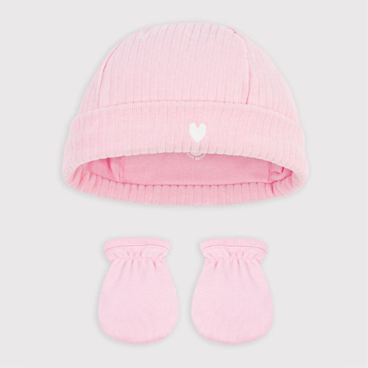 muts + wanten fluweel, roze, 1 mnd. - PETIT BATEAU