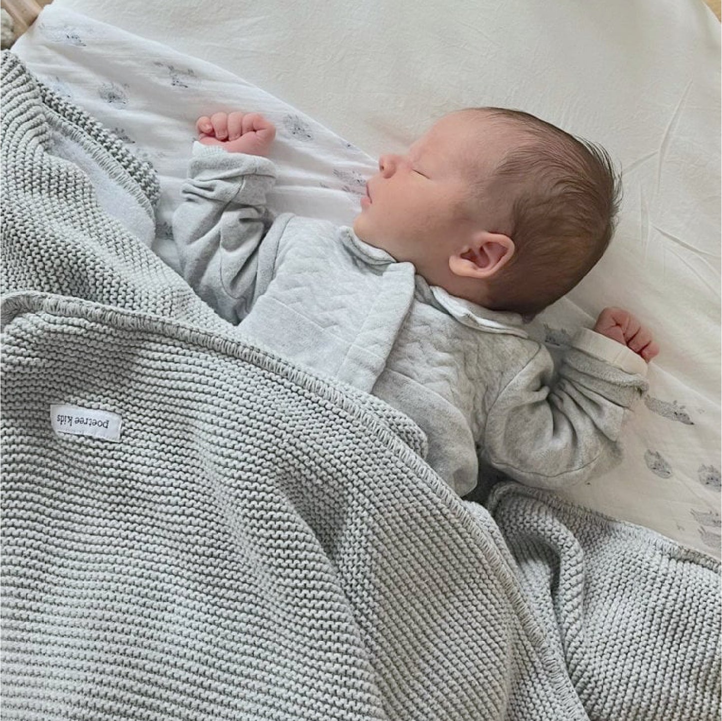 wiegdeken antibes, light grey - POETREE KIDS