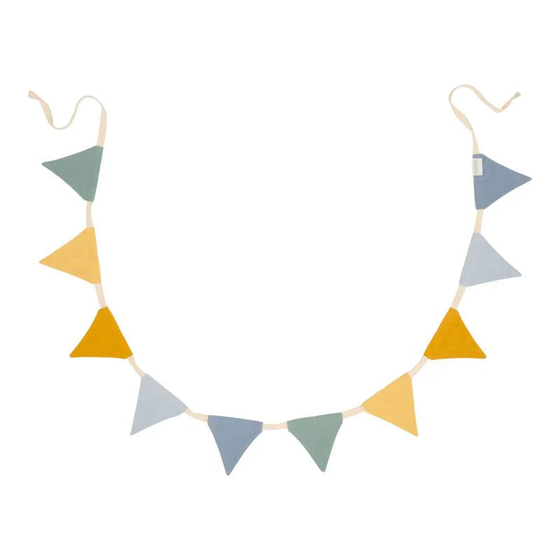 slinger met vlaggetjes, blauw - LITTLE DUTCH