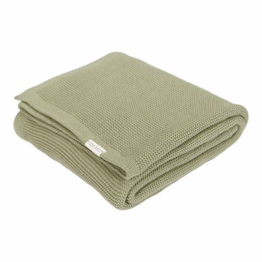 wiegdeken gebreid, olive - LITTLE DUTCH