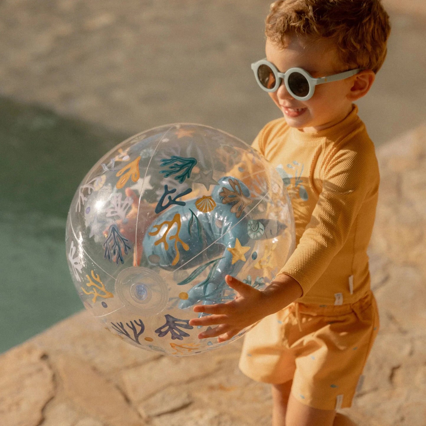 UV zwemshort seashells and stripes, yellow - LITTLE DUTCH