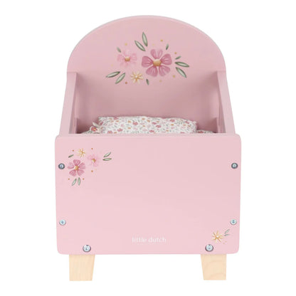 poppenbed hout, roze - LITTLE DUTCH