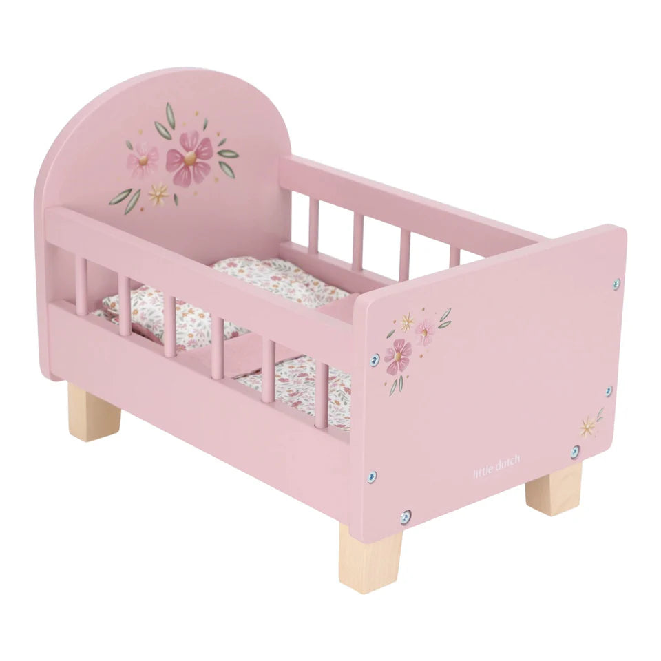 poppenbed hout, roze - LITTLE DUTCH