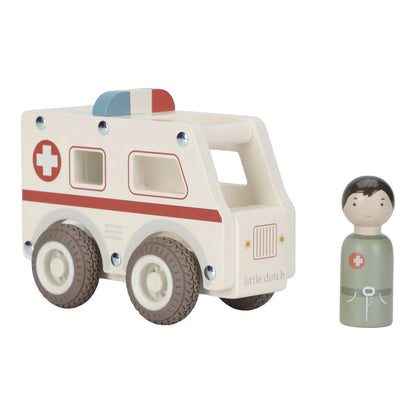 houten ambulance, wit - LITTLE DUTCH