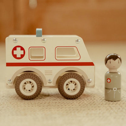 houten ambulance, wit - LITTLE DUTCH
