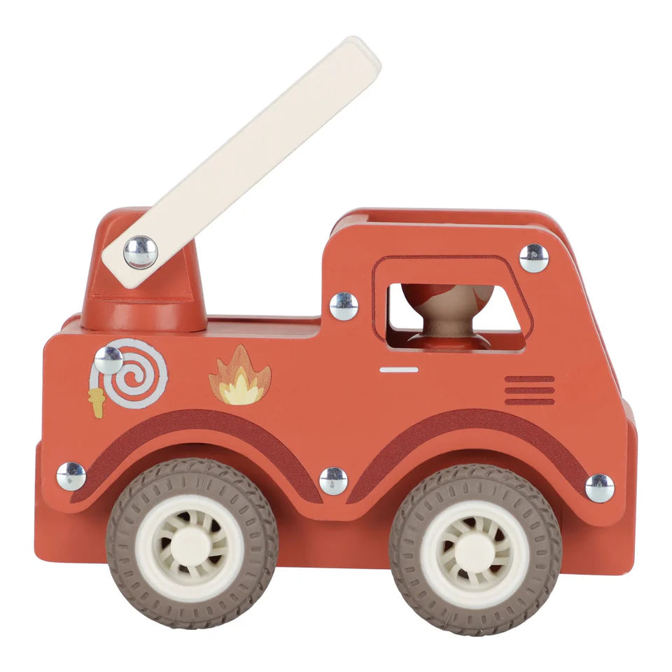 houten brandweerwagen, rood - LITTLE DUTCH