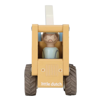 houten hijskraan, geel - LITTLE DUTCH