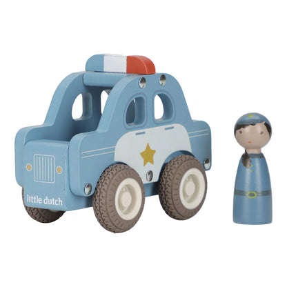 houten politiewagen, blauw - LITTLE DUTCH