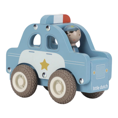 houten politiewagen, blauw - LITTLE DUTCH