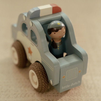 houten politiewagen, blauw - LITTLE DUTCH