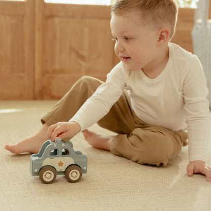 houten politiewagen, blauw - LITTLE DUTCH