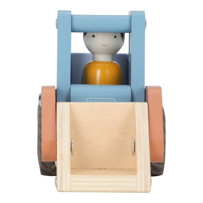 houten bulldozer, blauw - LITTLE DUTCH