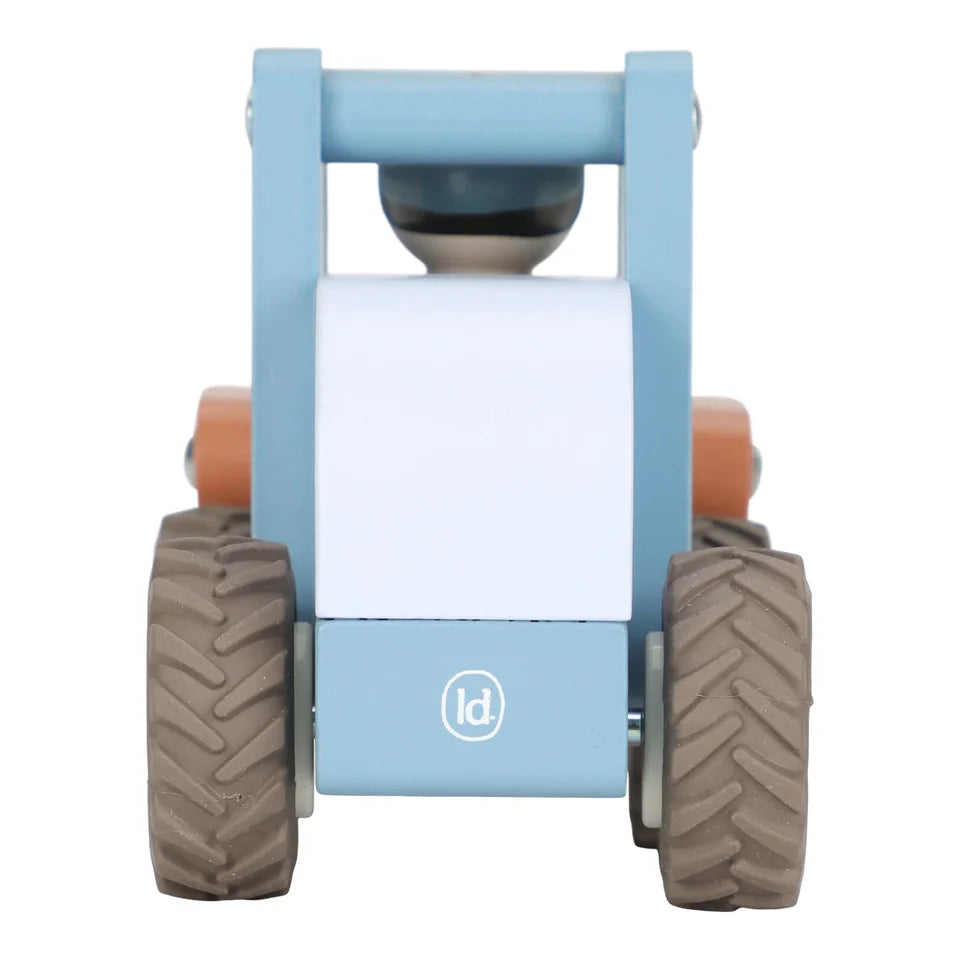 houten bulldozer, blauw - LITTLE DUTCH