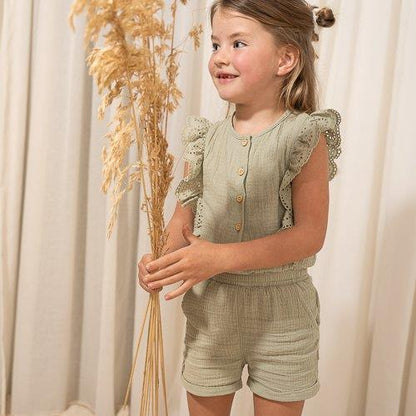 jumpsuit mousseline, grass green - LITTLE DUTCH