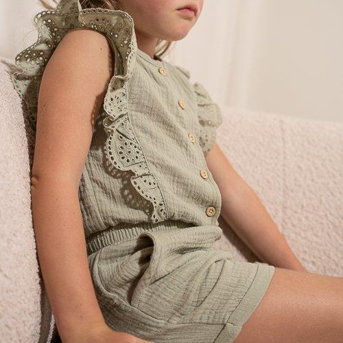 jumpsuit mousseline, grass green - LITTLE DUTCH