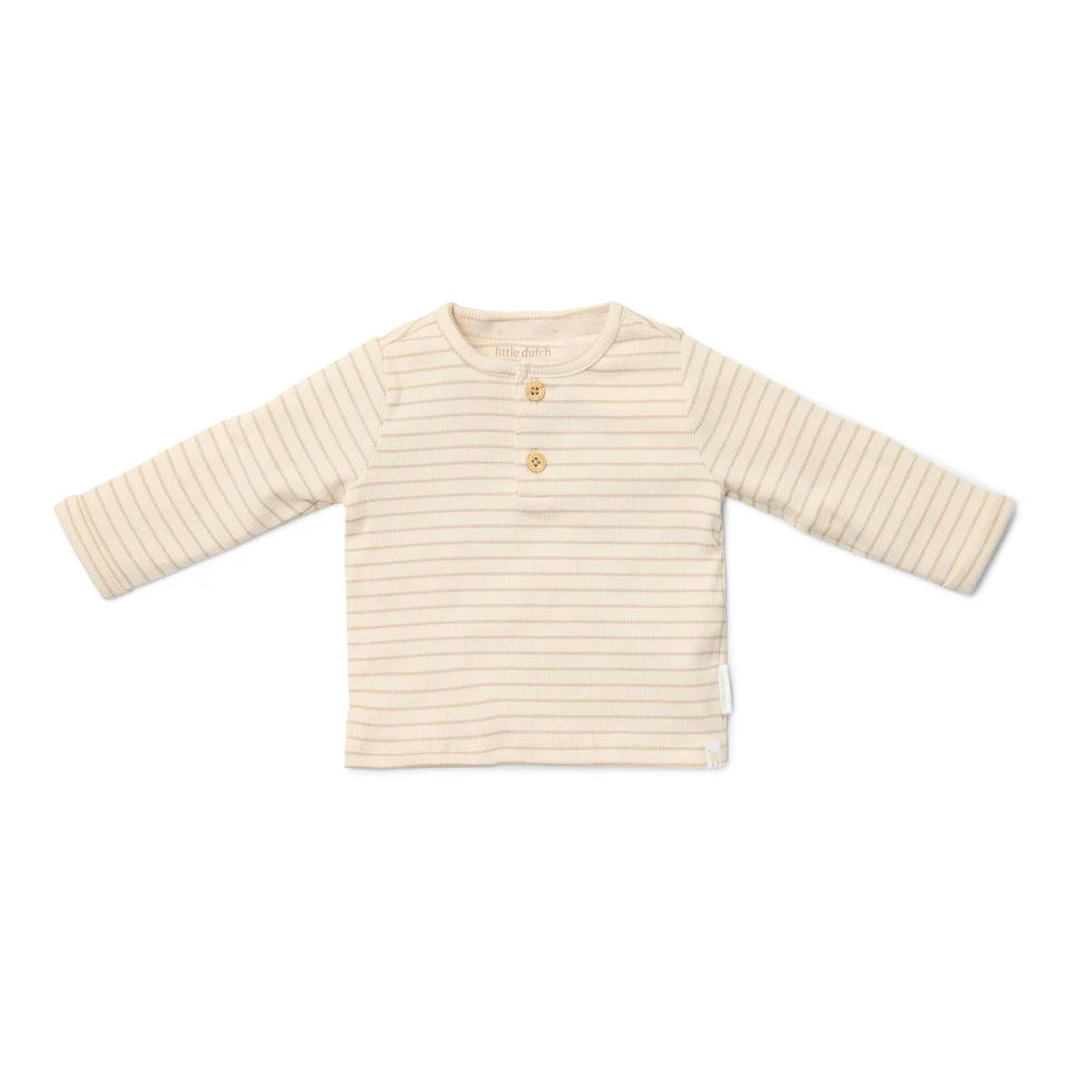 t-shirt lange mouw, stripes beige - LITTLE DUTCH