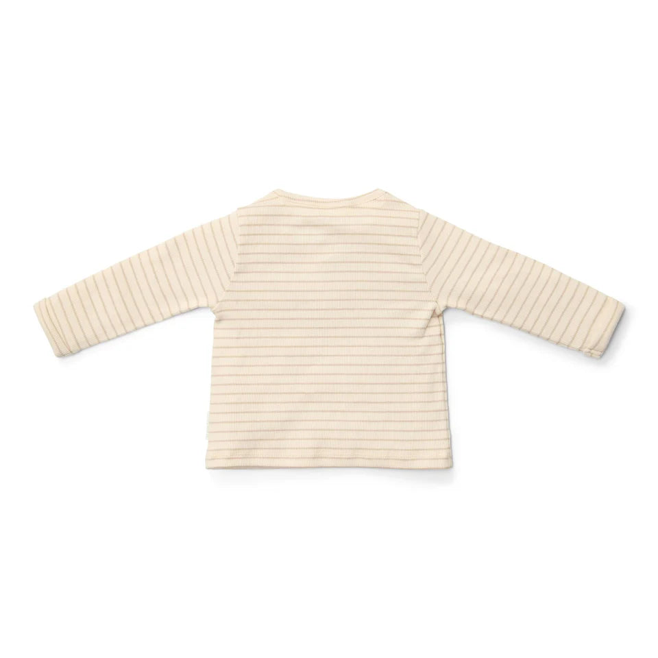 t-shirt lange mouw, stripes beige - LITTLE DUTCH
