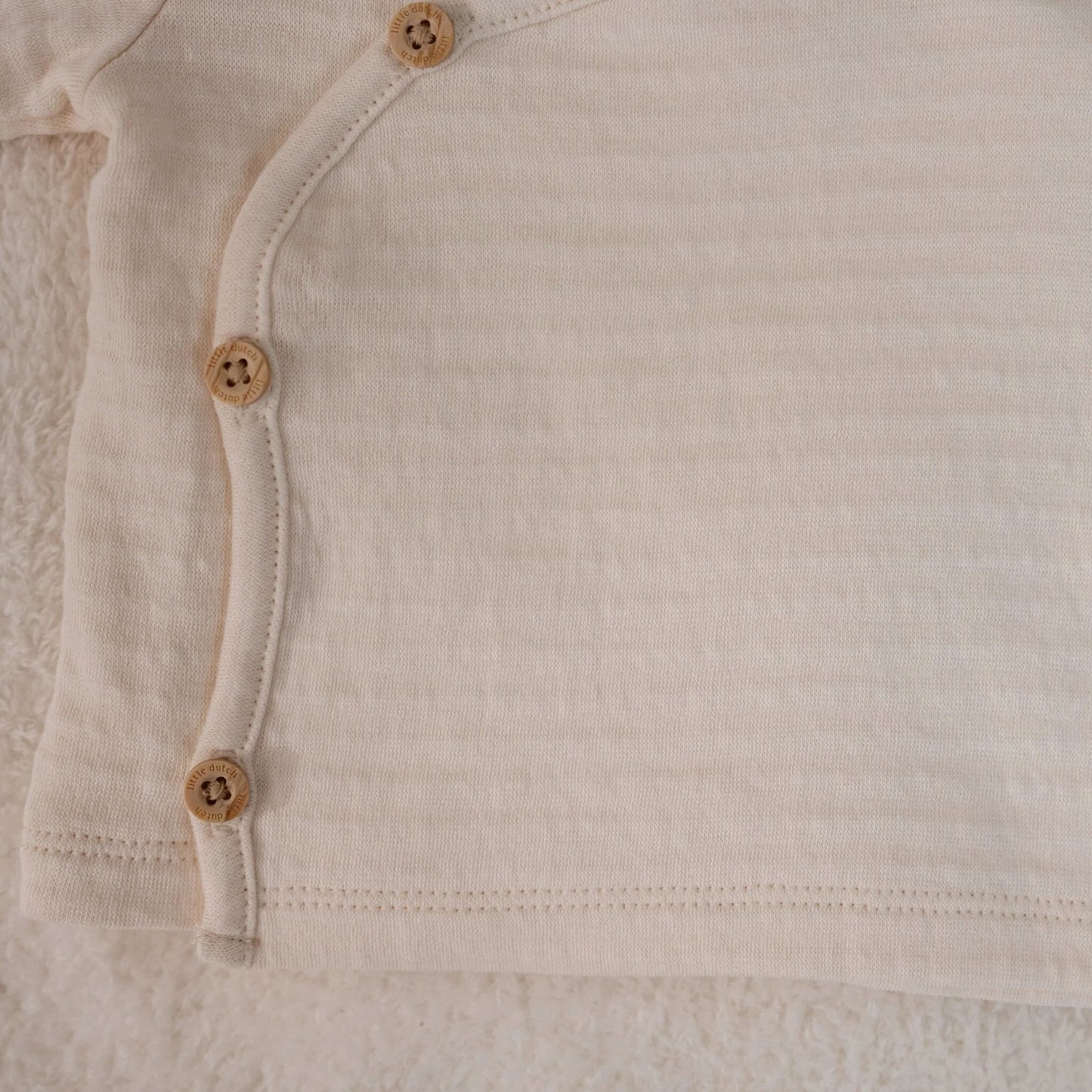 t-shirt overslag lange mouw, creme - LITTLE DUTCH