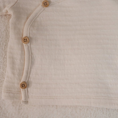 t-shirt overslag lange mouw, creme - LITTLE DUTCH