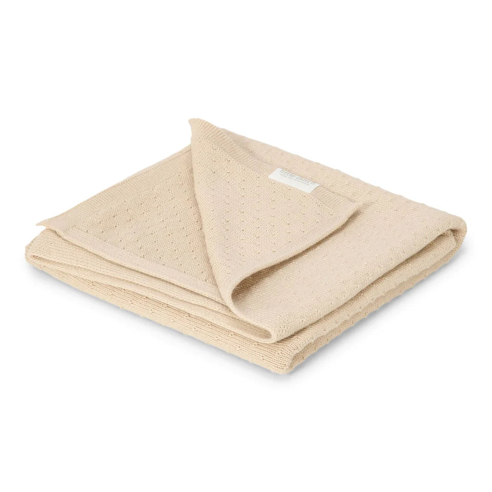 wiegdeken gebreid, beige - LITTLE DUTCH