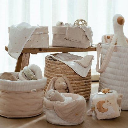commodemandje gebreid groot, beige pointelle - LITTLE DUTCH