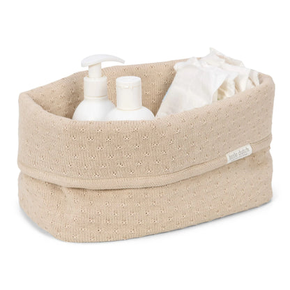 commodemandje gebreid groot, beige pointelle - LITTLE DUTCH