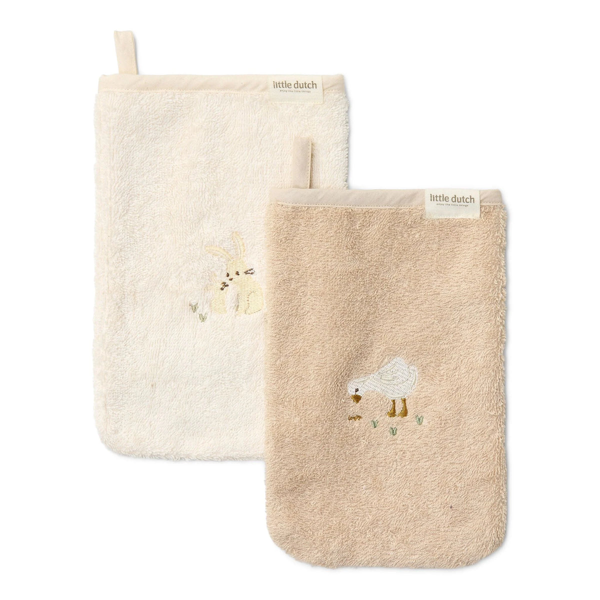 washand geborduurd, 2-pack, baby bunny - LITTLE DUTCH