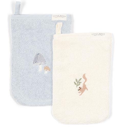 washand geborduurd, 2-pack, forest friends - LITTLE DUTCH