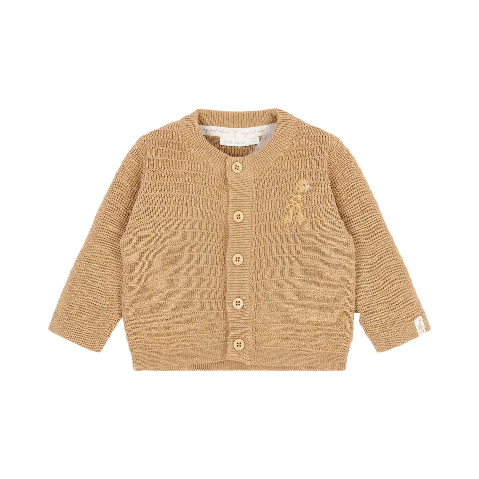 gilet gebreid safari friends, brown - LITTLE DUTCH