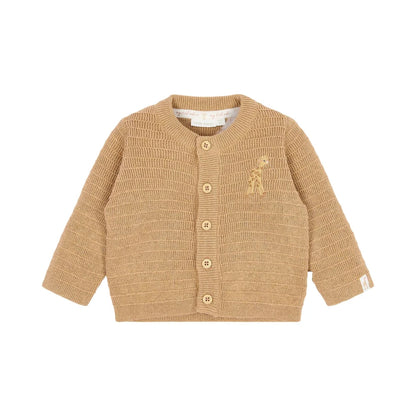 gilet gebreid safari friends, brown - LITTLE DUTCH