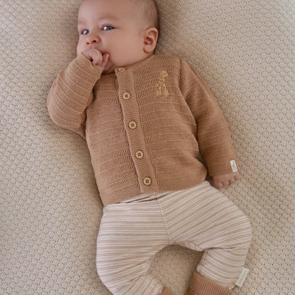 gilet gebreid safari friends, brown - LITTLE DUTCH