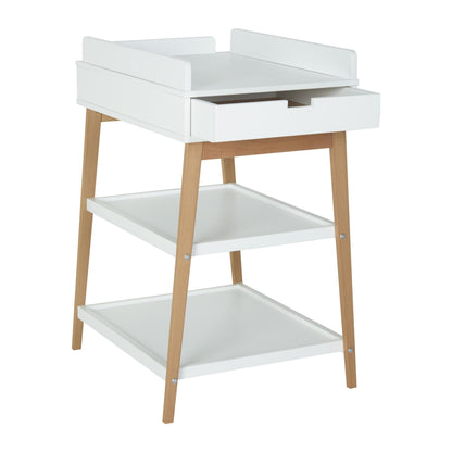 luiertafel hip + lade, white/natural - QUAX