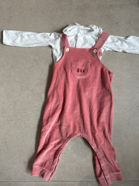 salopette set velours, rosewood - PETIT BATEAU