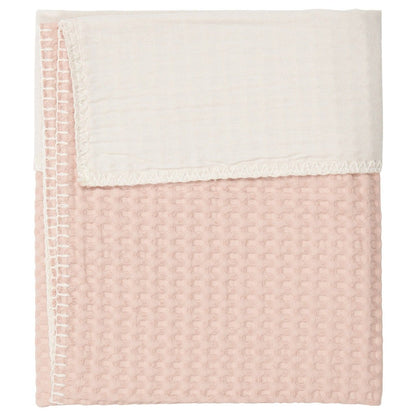 ledikantdeken antwerp flanel, rosa salt/pebble - KOEKA