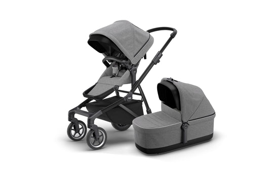 kinderwagen sleek bundel + reiswieg, grey melange/black - THULE